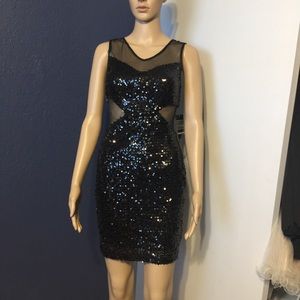 Arden B Sequined Party Dress with Mesh Details